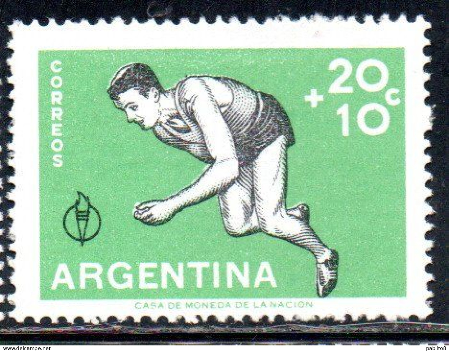 ARGENTINA 1959 PAN AMERICAN GAMES CHICAGO RUNNER 20c + 10c MNH - Unused Stamps