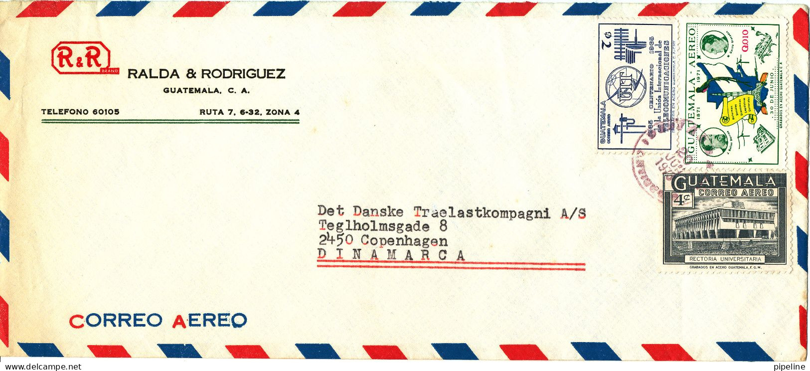 Guatemala Air Mail Cover Sent To Denmark 20-6-1973 - Guatemala