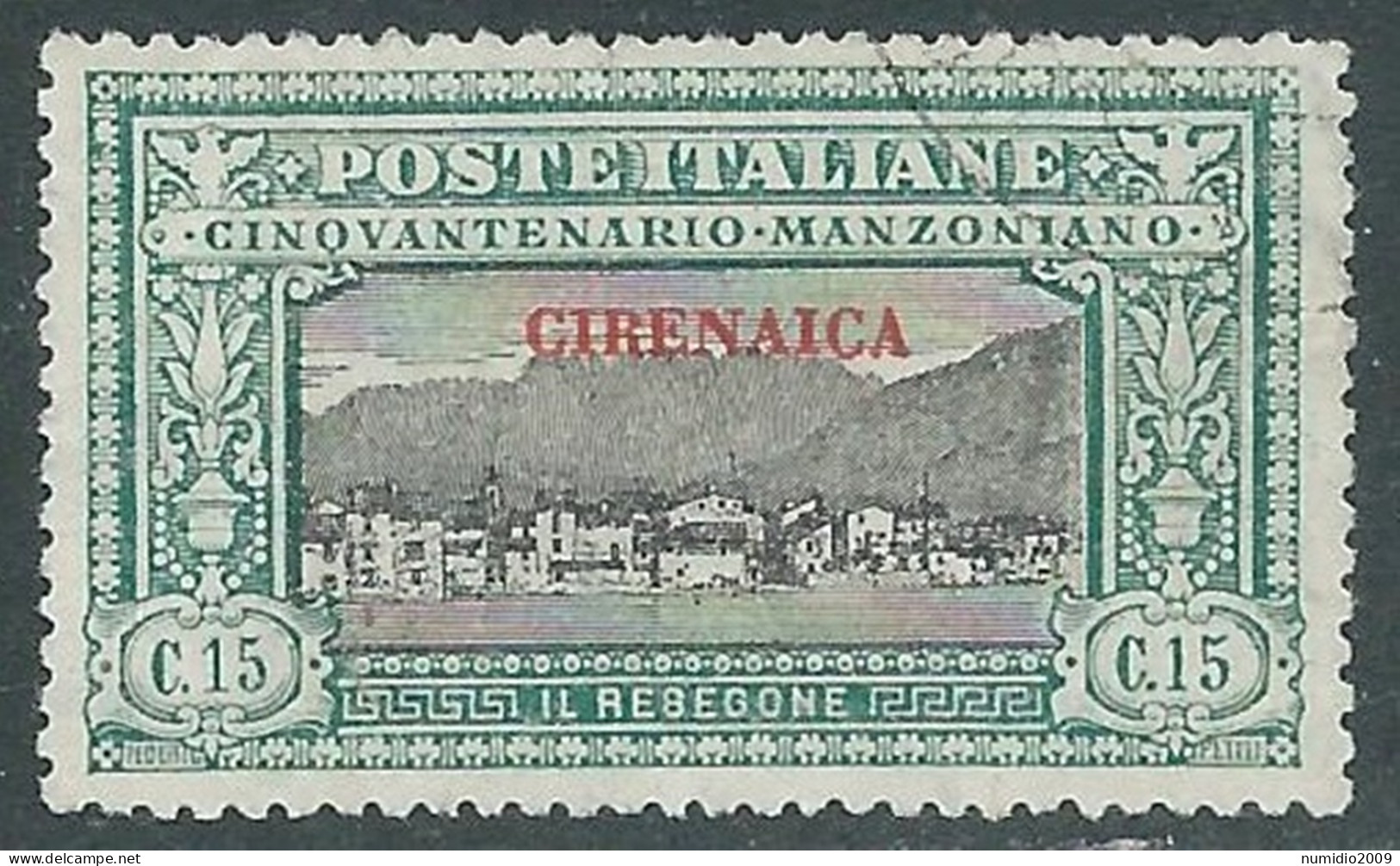 1924 CIRENAICA USATO MANZONI 15 CENT - RA12-2 - Cirenaica