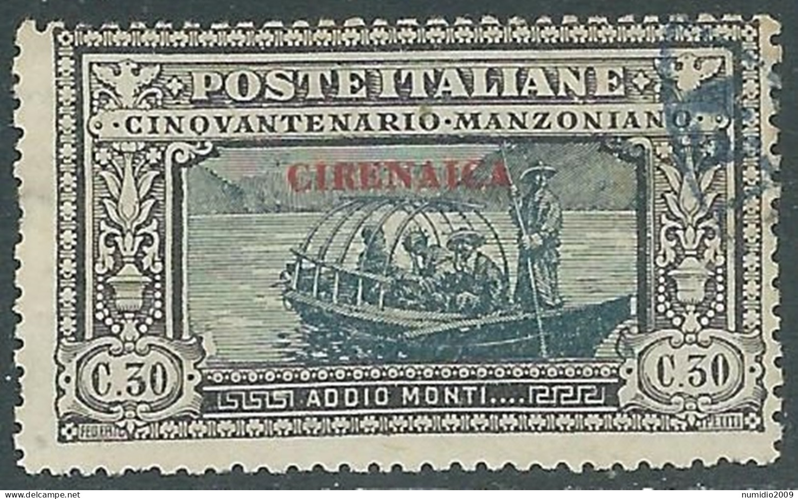 1924 CIRENAICA USATO MANZONI 30 CENT - RA12-3 - Cirenaica