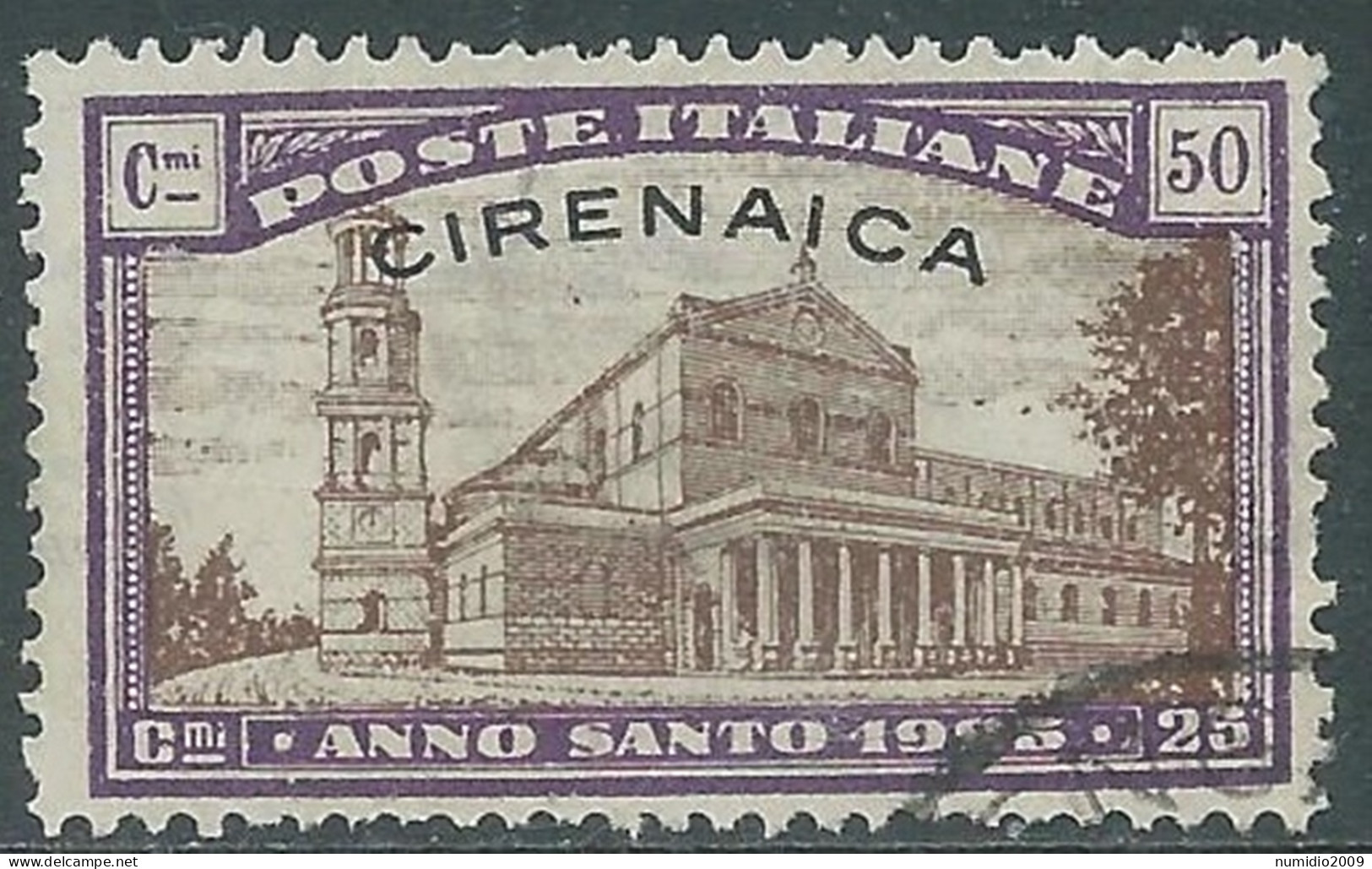 1925 CIRENAICA USATO ANNO SANTO 50 CENT - RA12-2 - Cirenaica