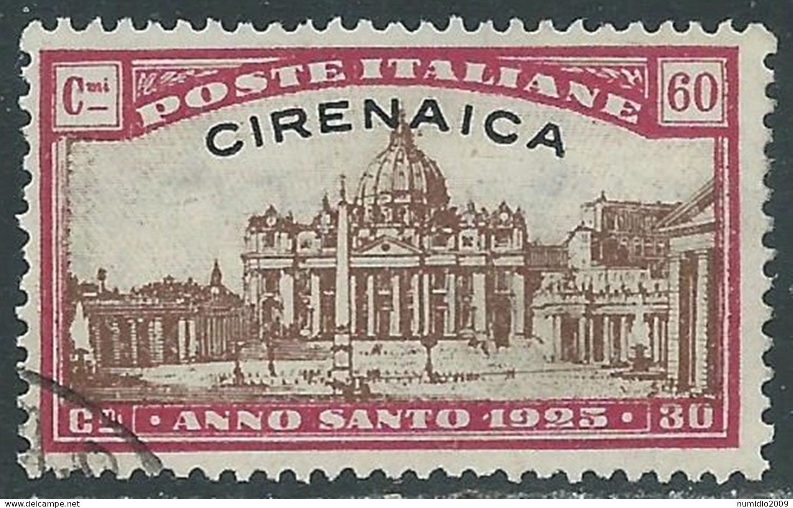 1925 CIRENAICA USATO ANNO SANTO 60 CENT - RA12-2 - Cirenaica