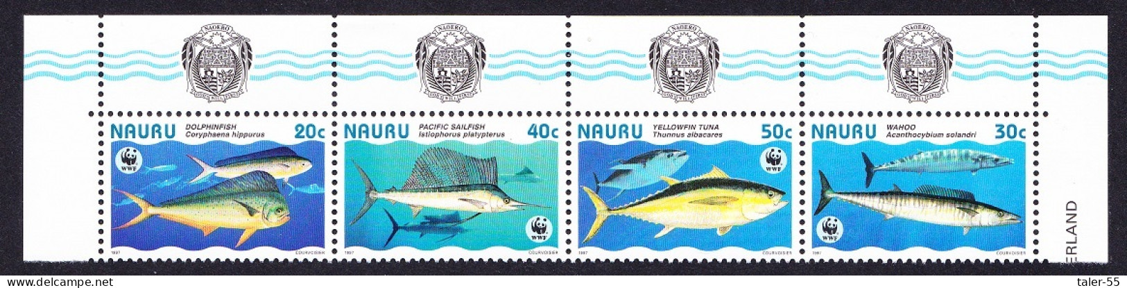 Nauru WWF Giant Fish Top Strip Of 4v Arms 1997 MNH SG#458-461 MI#437-440 Sc#443 A-d - Nauru