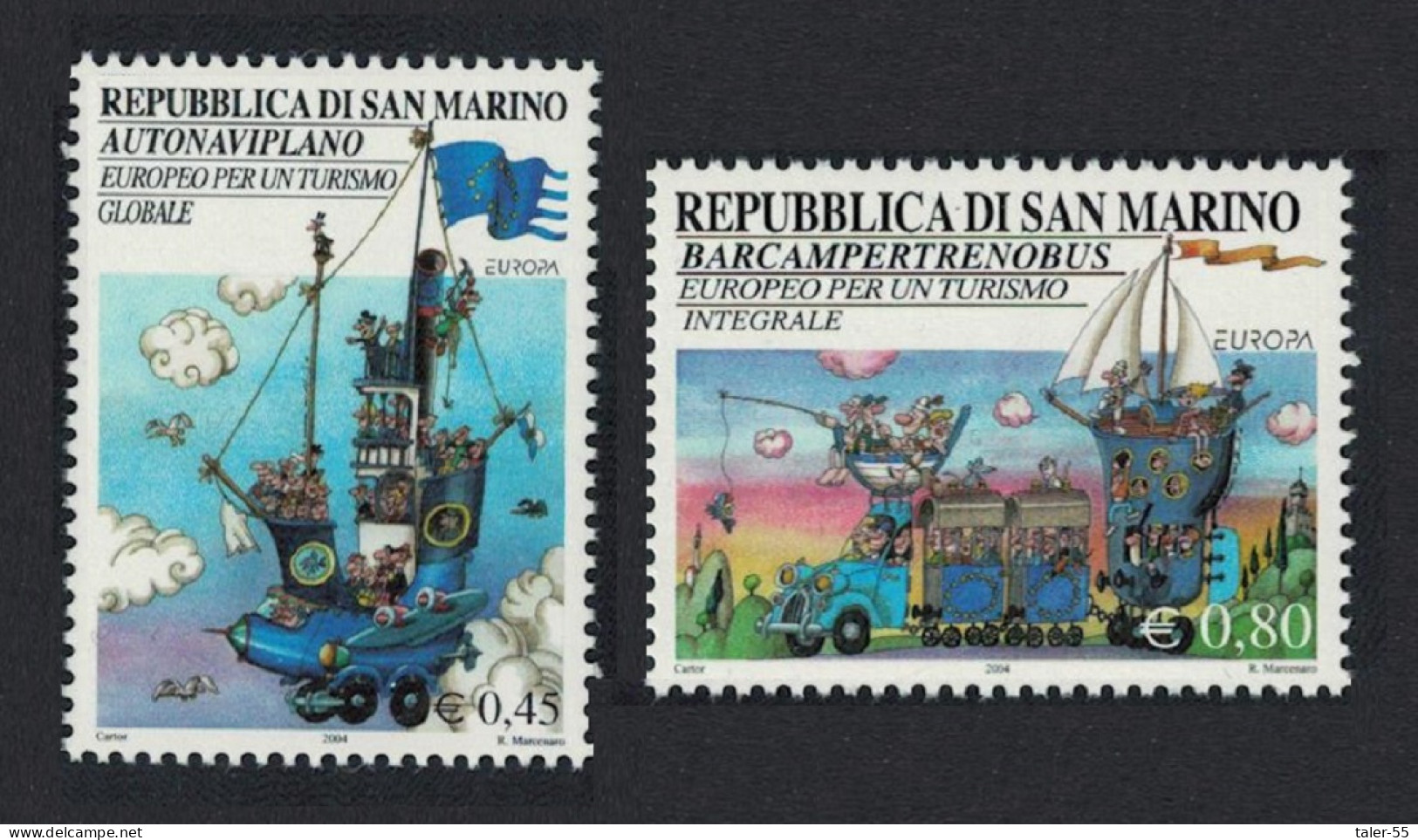 San Marino Autoshipplane Boatcampertrainbus Europa Tourism 2v 2004 MNH SG#1983-1984 - Ongebruikt