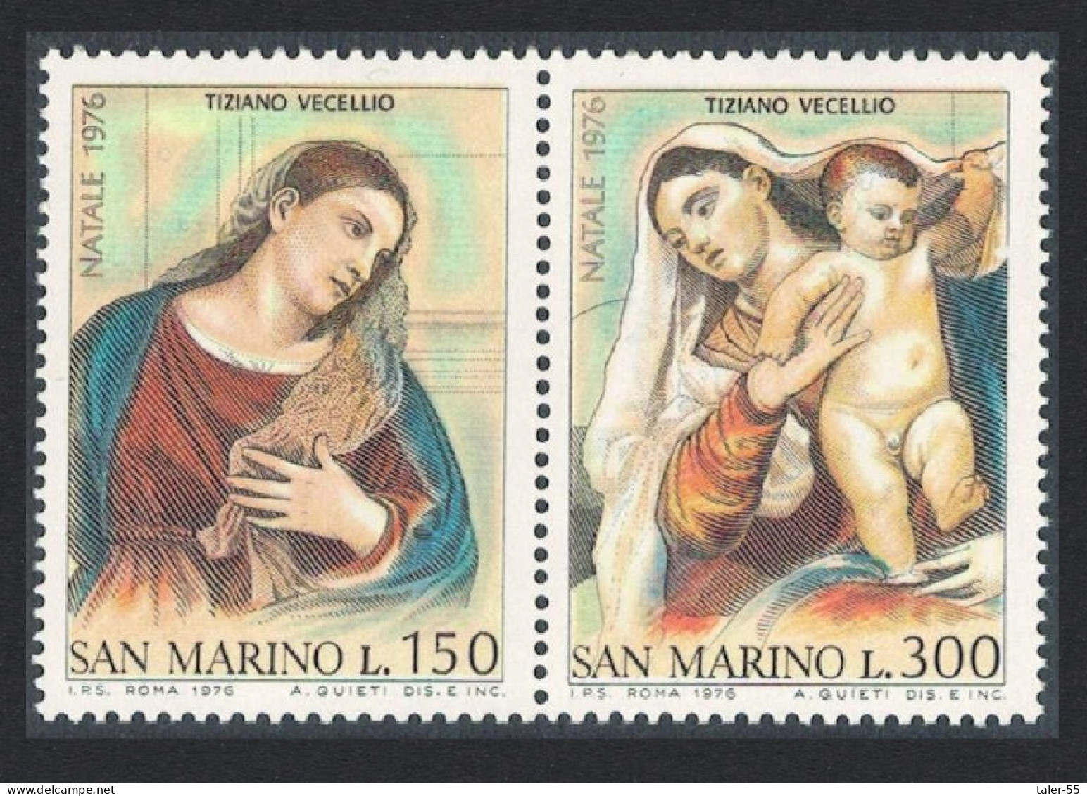 San Marino Christmas Titian Paintings Pair 1976 MNH SG#1066-1067 - Ungebraucht