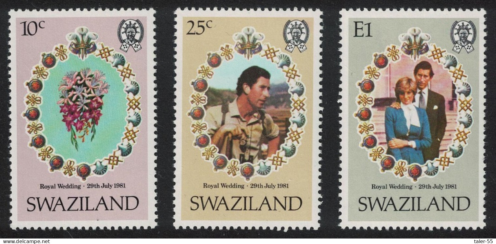 Swaziland Charles And Diana Royal Wedding 3v 1981 MNH SG#376-378 MI#375-377 - Swaziland (1968-...)