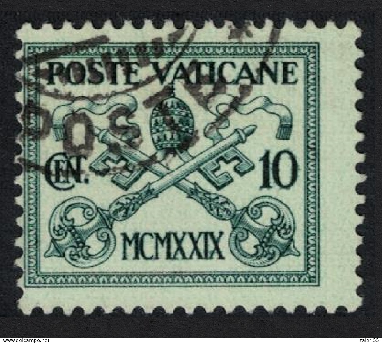 Vatican Papal Tiara And St Peter's Keys 10c FIRST ISSUE 1929 Canc SG#2 MI#2 Sc#2 - Oblitérés