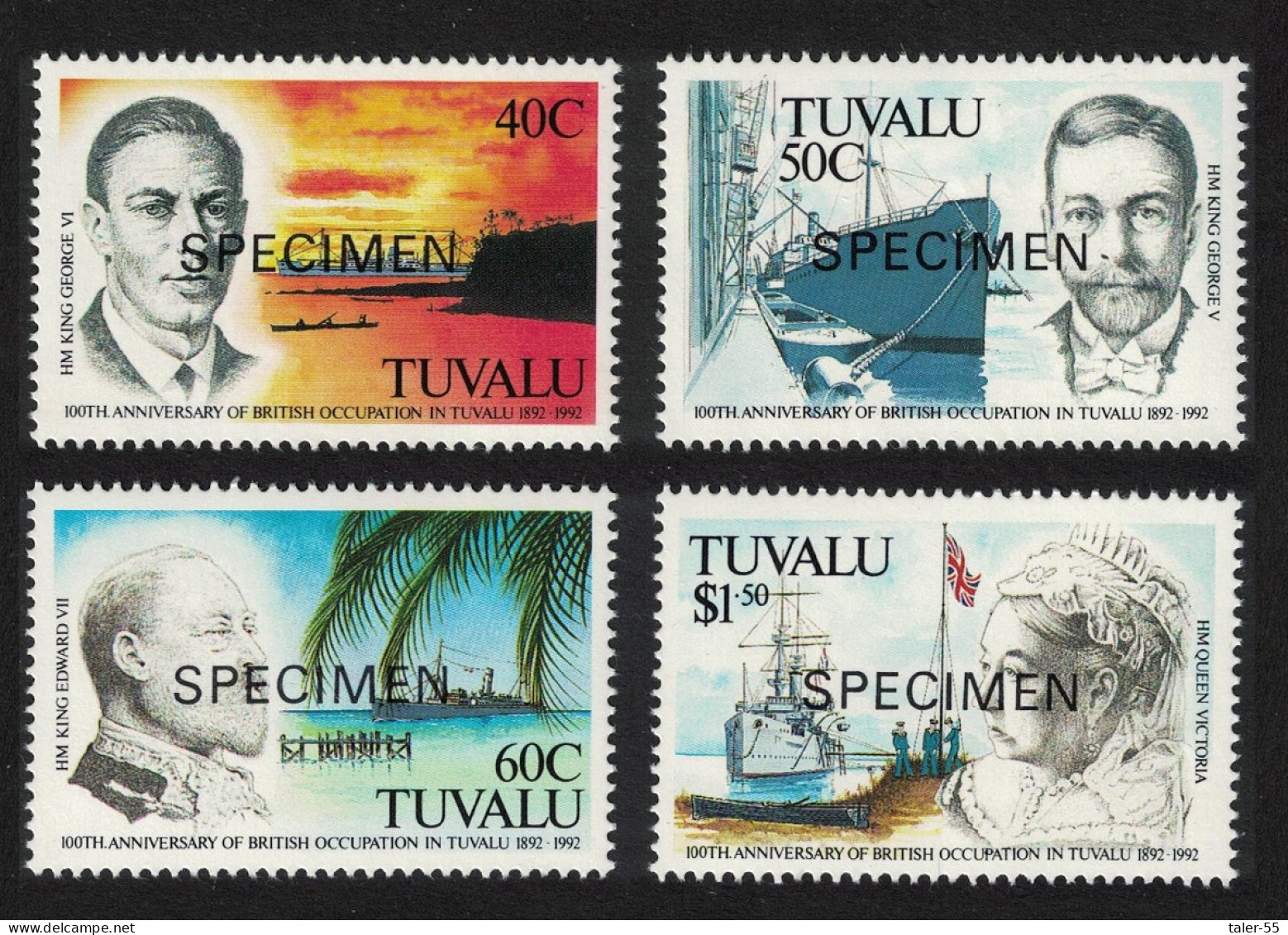 Tuvalu Cent Of British Occupation Of Tuvalu 4v Specimen 1992 MNH SG#625-628 - Tuvalu