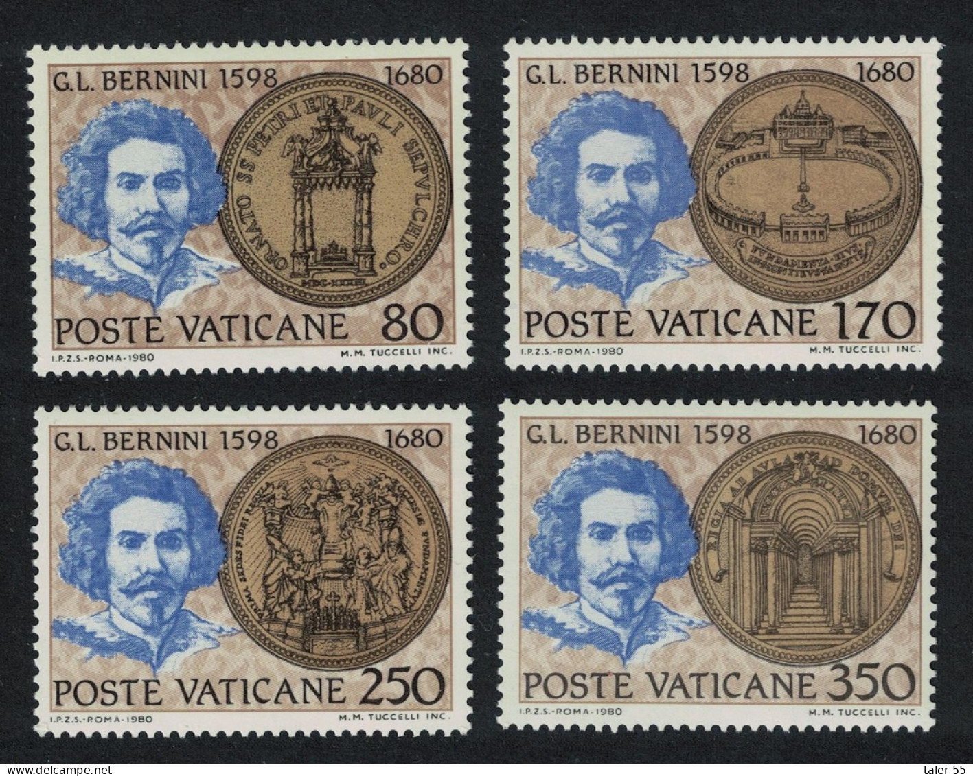 Vatican Gian Lorenzo Bernini Artist And Architect 4v 1980 MNH SG#747-750 Sc#673-676 - Neufs