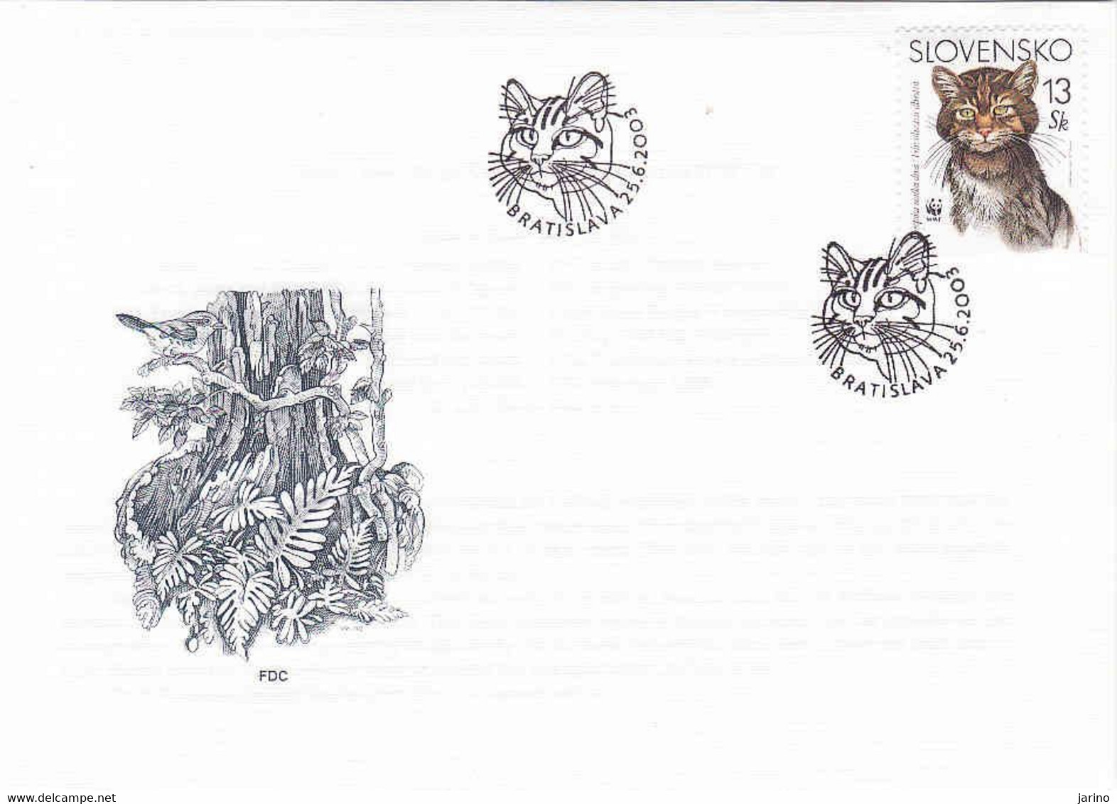 Slovakia 2003. FDC WWF Wild Cat 13 Sk - FDC