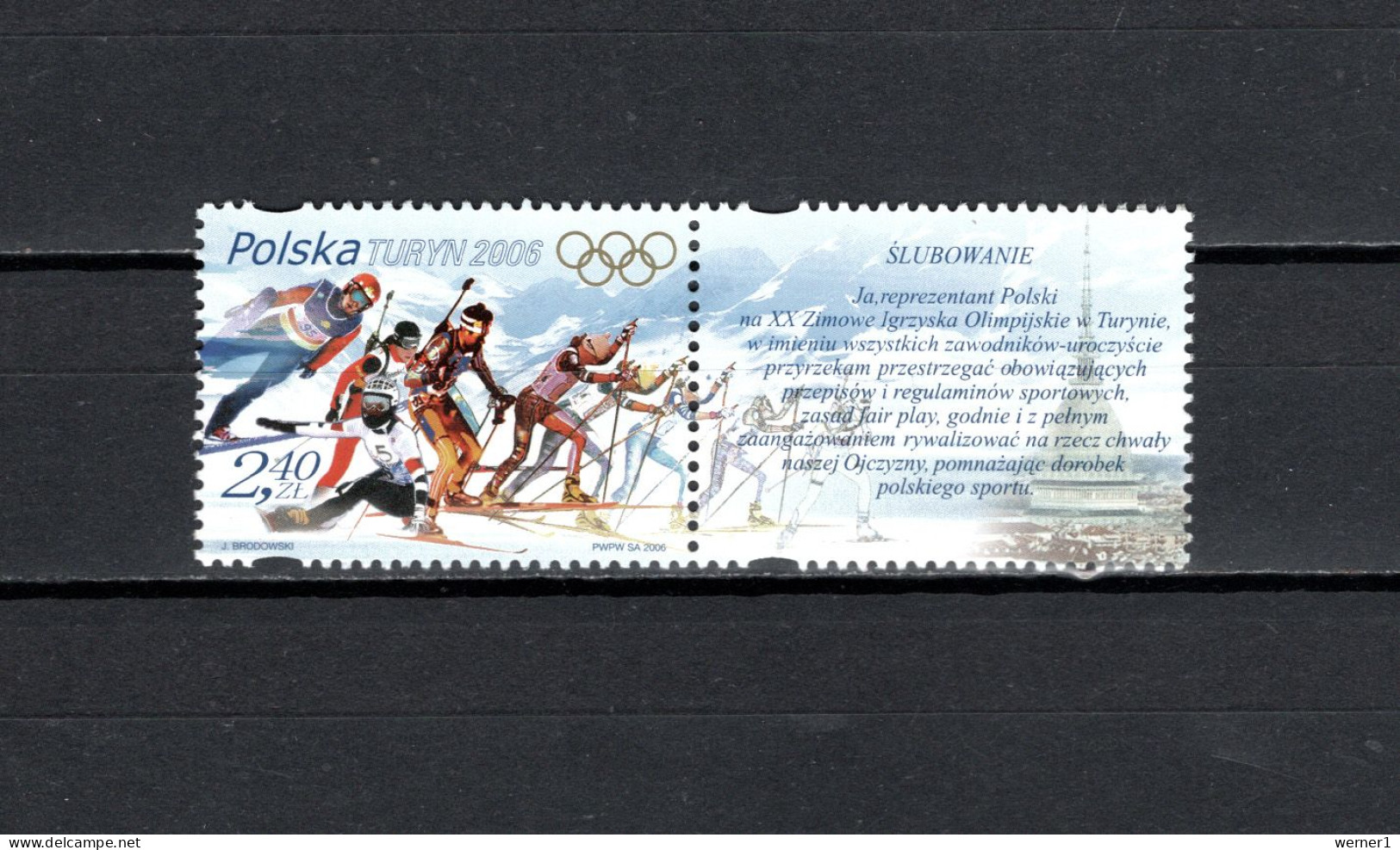 Poland 2006 Olympic Games Turin Torino Stamp With Label MNH - Hiver 2006: Torino