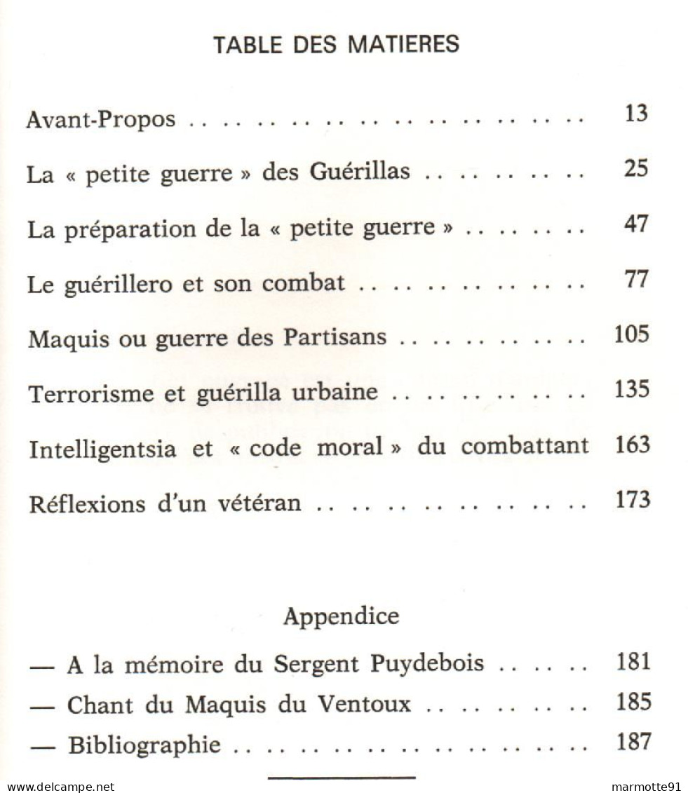 PETITE GUERRE DES GUERILLAS PAR COLONEL R. GUILLAUME TROUPES DE CHOC COMMANDOS D AFRIQUE MAQUIS INDOCHINE GCMA - Français