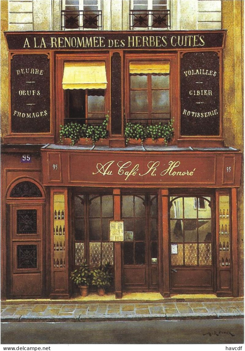 CPM - édit. L'AVION POSTAL - RF 83 - Au Café St. Honoré ;PARIS, Par ANDRE RENOUX - Cafés