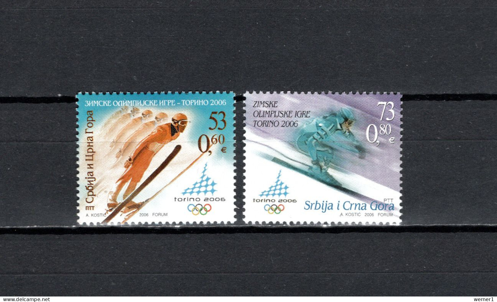 Serbia & Montenegro (Yugoslavia) 2006 Olympic Games Turin Torino Set Of 2 MNH - Hiver 2006: Torino