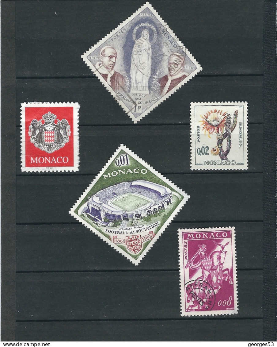 MONACO Lot De 5 Timbres Ob. N°492-537B-620-12A Afranchi-2280  YT : Val : 1,65 € - Gebruikt