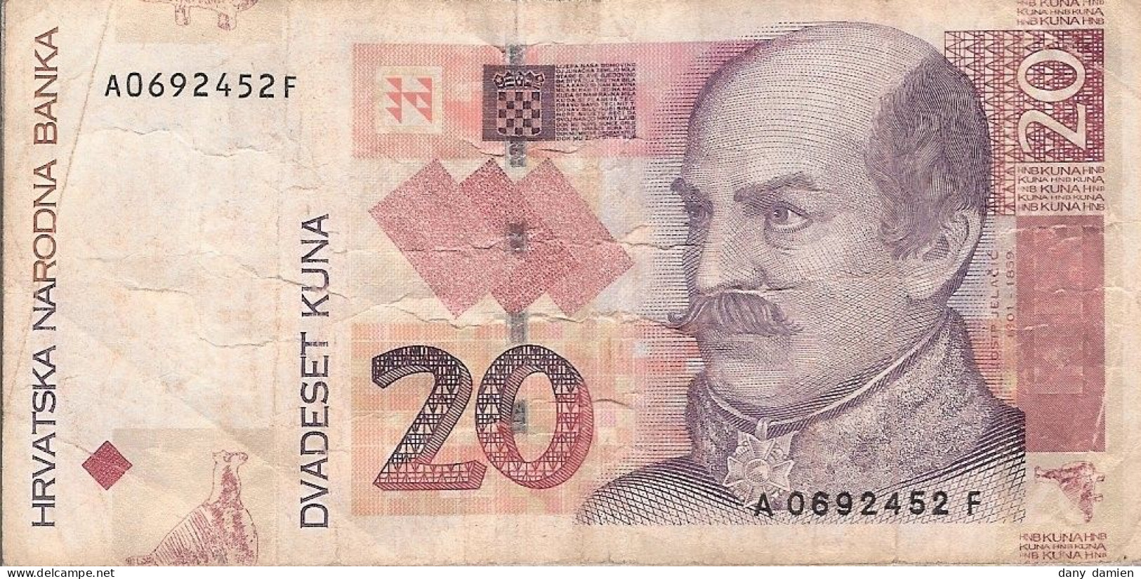 CROATIE - Billet De 20 KUNA - Année 2001 (Numéroté A0692452F) - Croatie