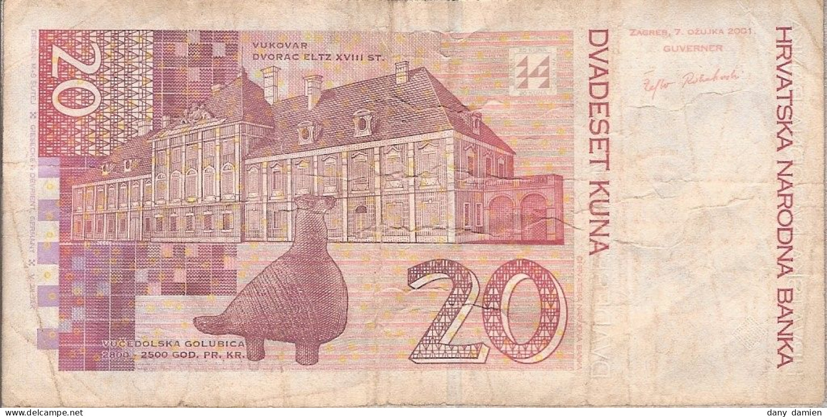 CROATIE - Billet De 20 KUNA - Année 2001 (Numéroté A0692452F) - Croatia