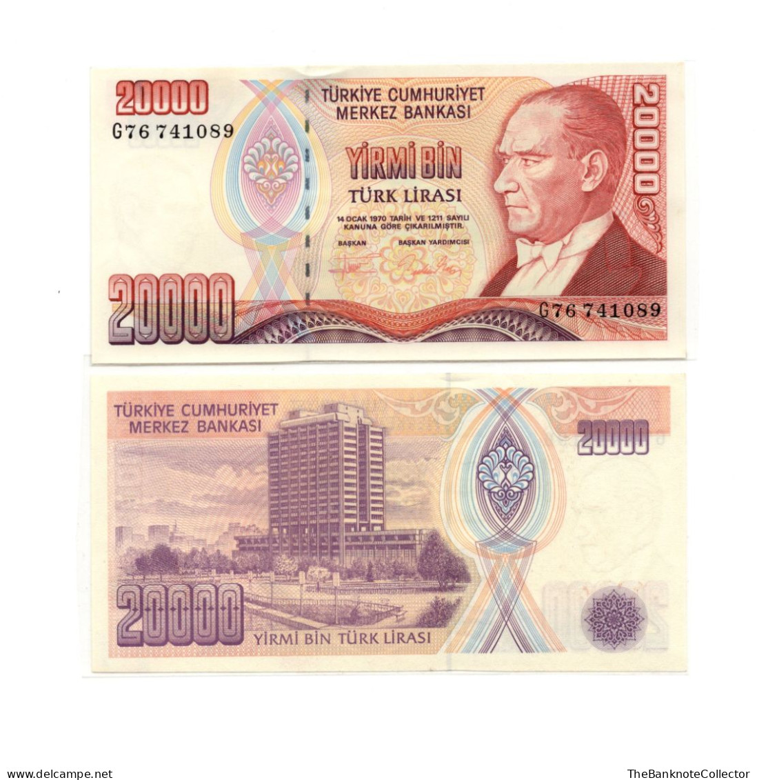 Turkey 20,000 Lirasi 1970 (1995) P-202 UNC - Turquie