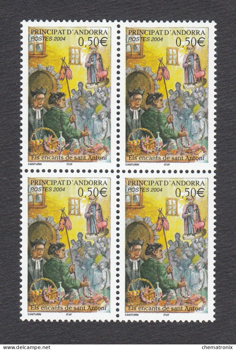 Andorra 2004 - Yvert: 591, 592, 593, 595, 596  - Bloques De 4 -  ** MNH - Ungebraucht