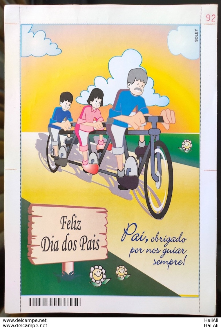 Brazil Aerogram Cod 126 Father Bicycle Bike Family FATHER'S DAY 2003  - Ganzsachen