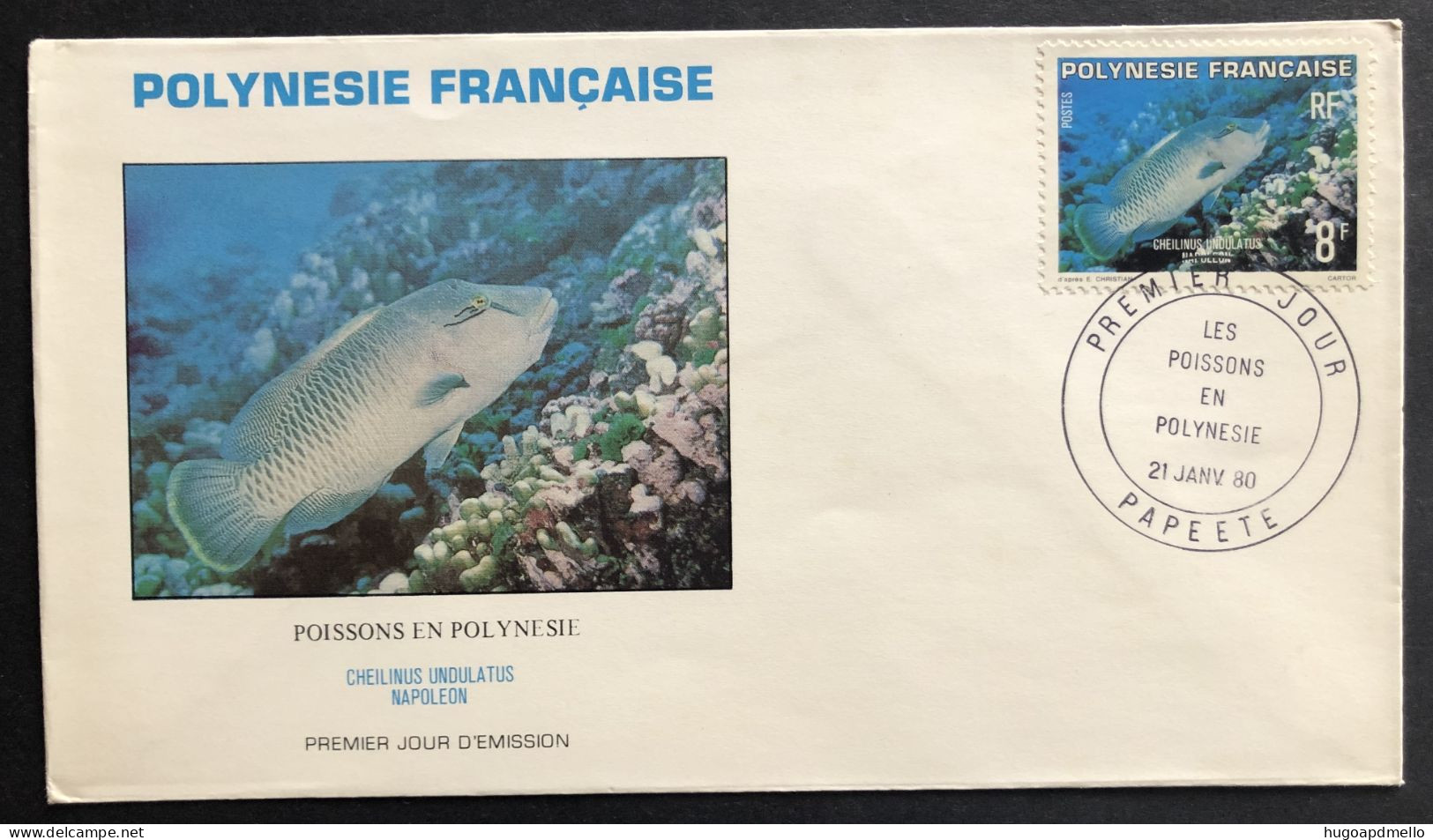 POLYNESIE FRANÇAISE Uncirculated FDC, « FISHES », « Poissons En Polynesie », 1980 - Brieven En Documenten