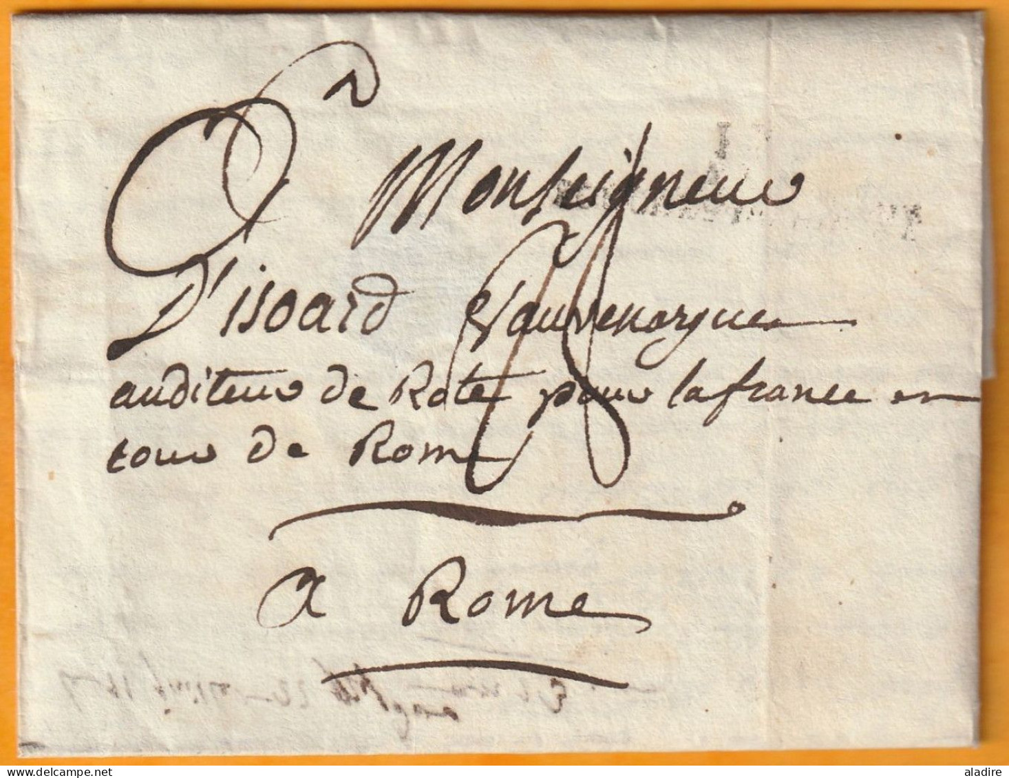 1822 - Marque Postale 1 - Dépt De L'AIN Sur Lettre En Français De 3 Pages Vers ROMA Rome, Italie - Taxe 28 - 1801-1848: Precursors XIX