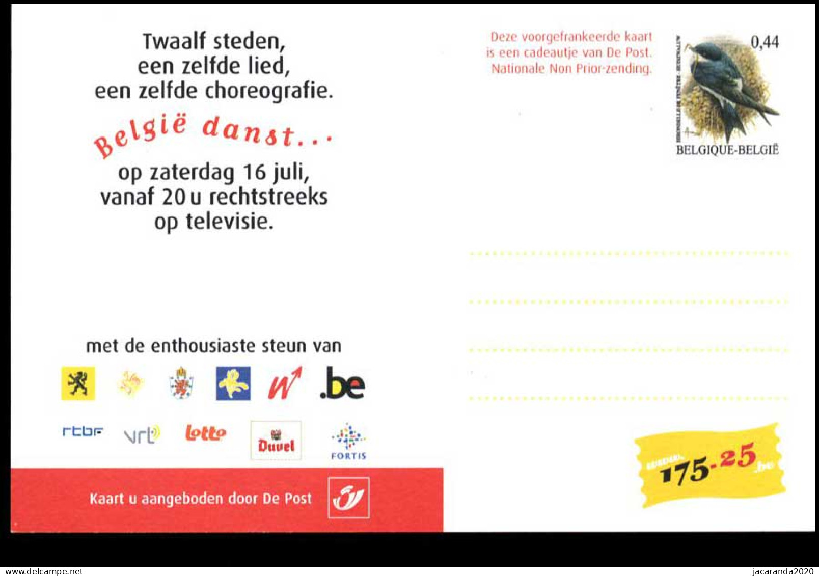 3479 BK - Briefkaart - "België Danst..." - Vogels - Buzin - Kluut - Avocette - NL - Cartes Postales Illustrées (1971-2014) [BK]