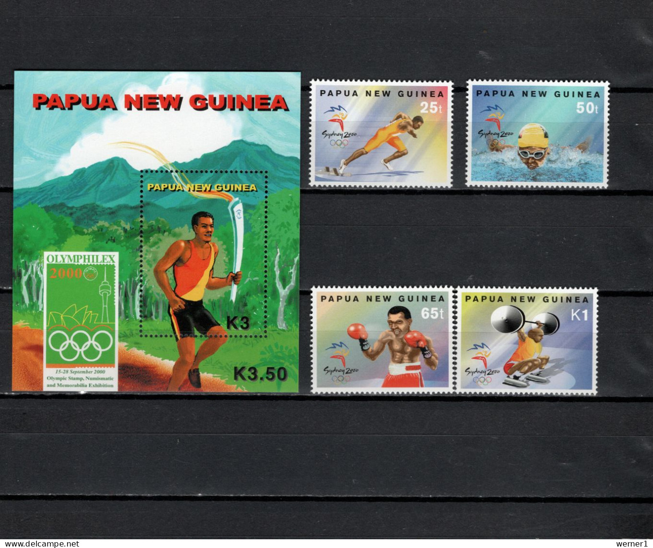 PNG Papua New Guinea 2000 Olympic Games Sydney, Boxing, Weightlifting Etc. Set Of 4 + S/s MNH - Sommer 2000: Sydney