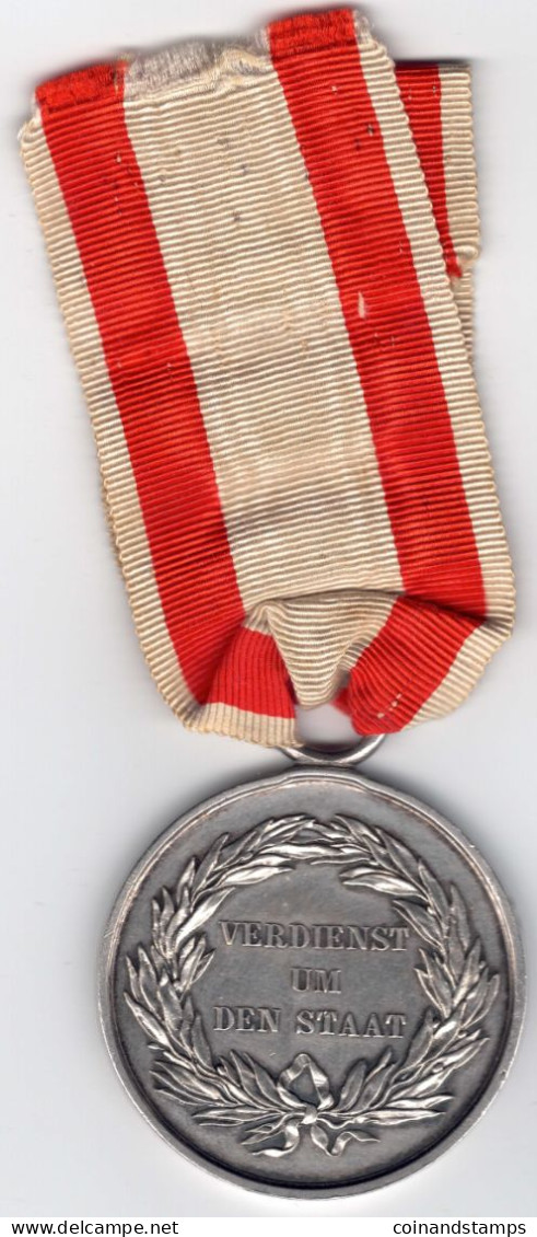 Preußen Medaille Verdienst Um Den Staat, 2. Klasse, An Orig. Bandabschnitt, Kl. Kratzer, II - Avant 1871