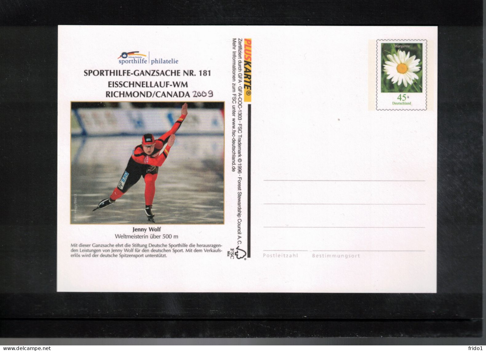 Germany 2009 Speed Skating World Champion Richmond Canada 2009 Interesting Postcard - Winter (Other)