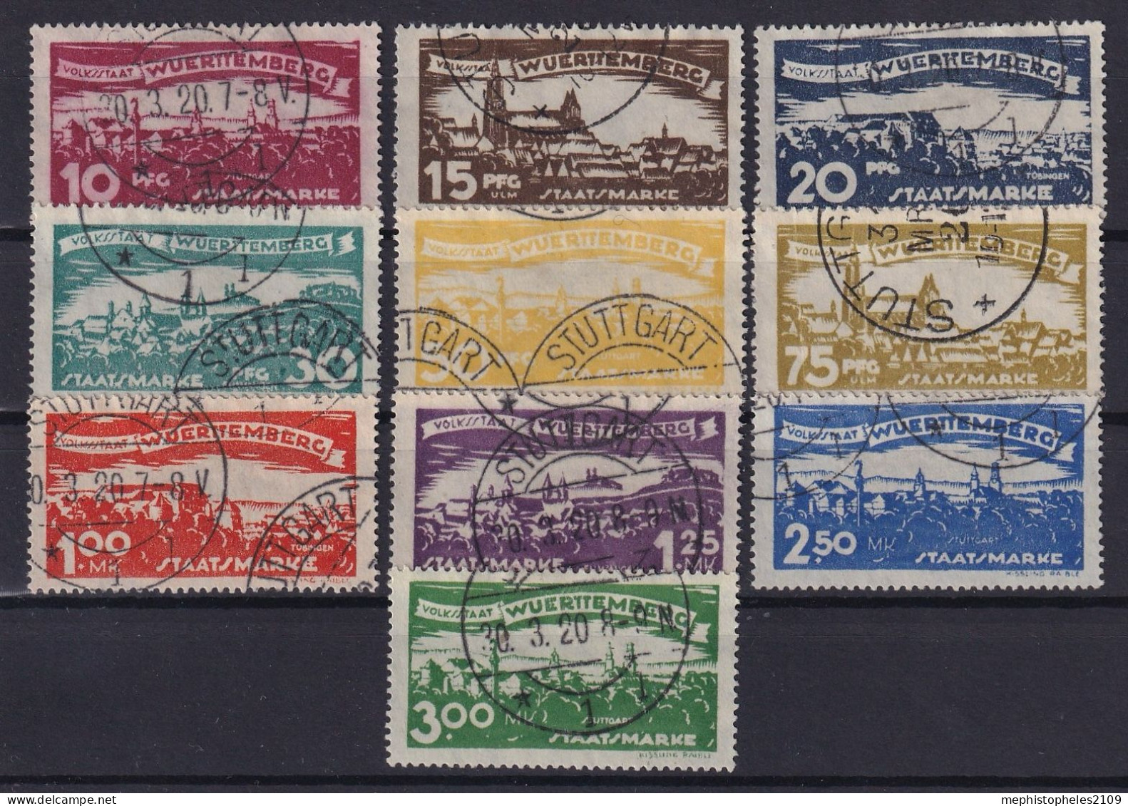 WÜRTTEMBERG 1920 - Canceled - Mi 272-281 - Other & Unclassified