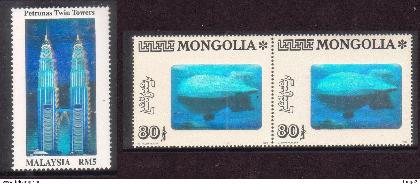 Mongolia And Malaysia Hologram Stamps MNH - Unusual - Hologramas