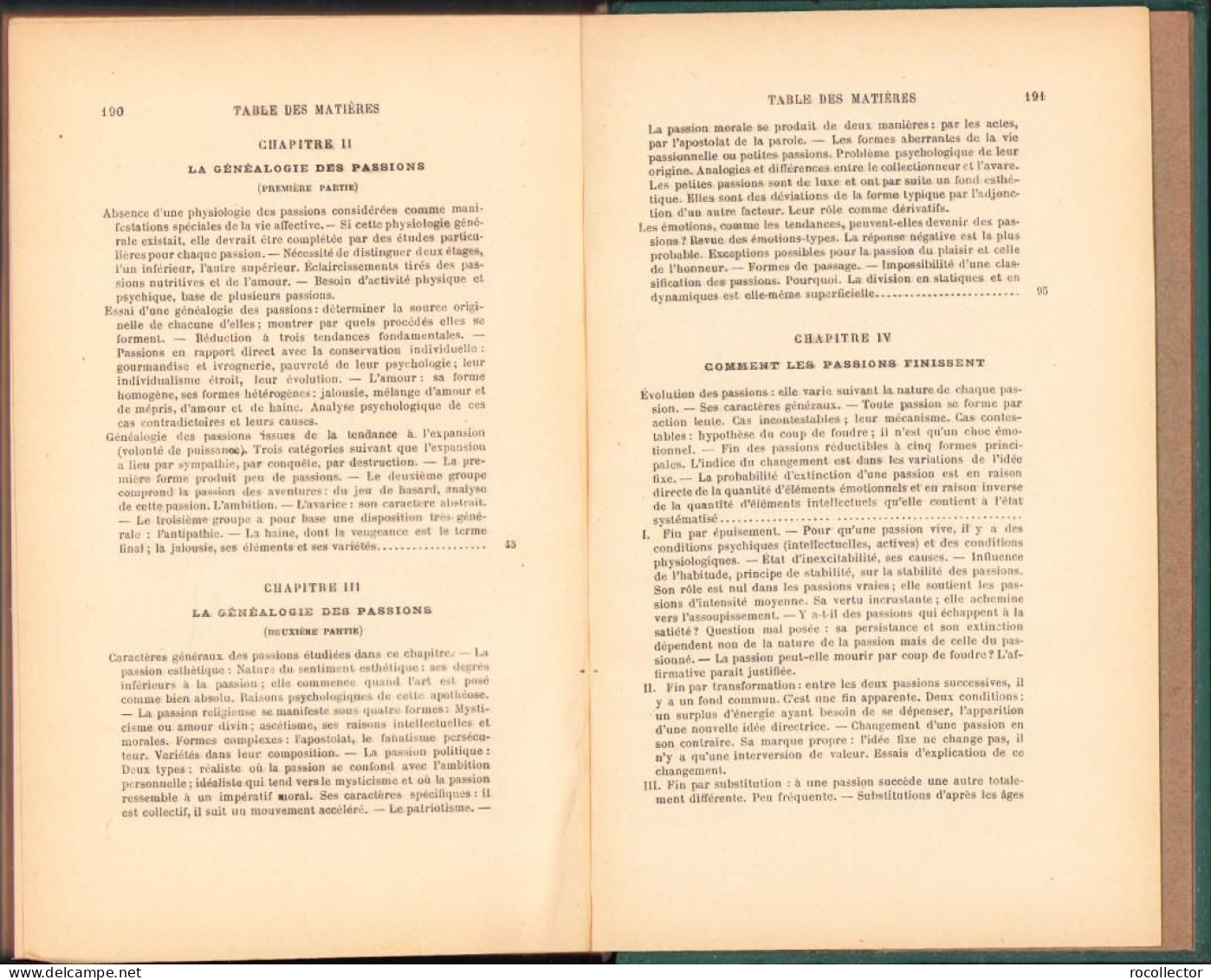 Essai Sur Les Passions Par Th. Ribot, 1910, Paris C1660 - Oude Boeken