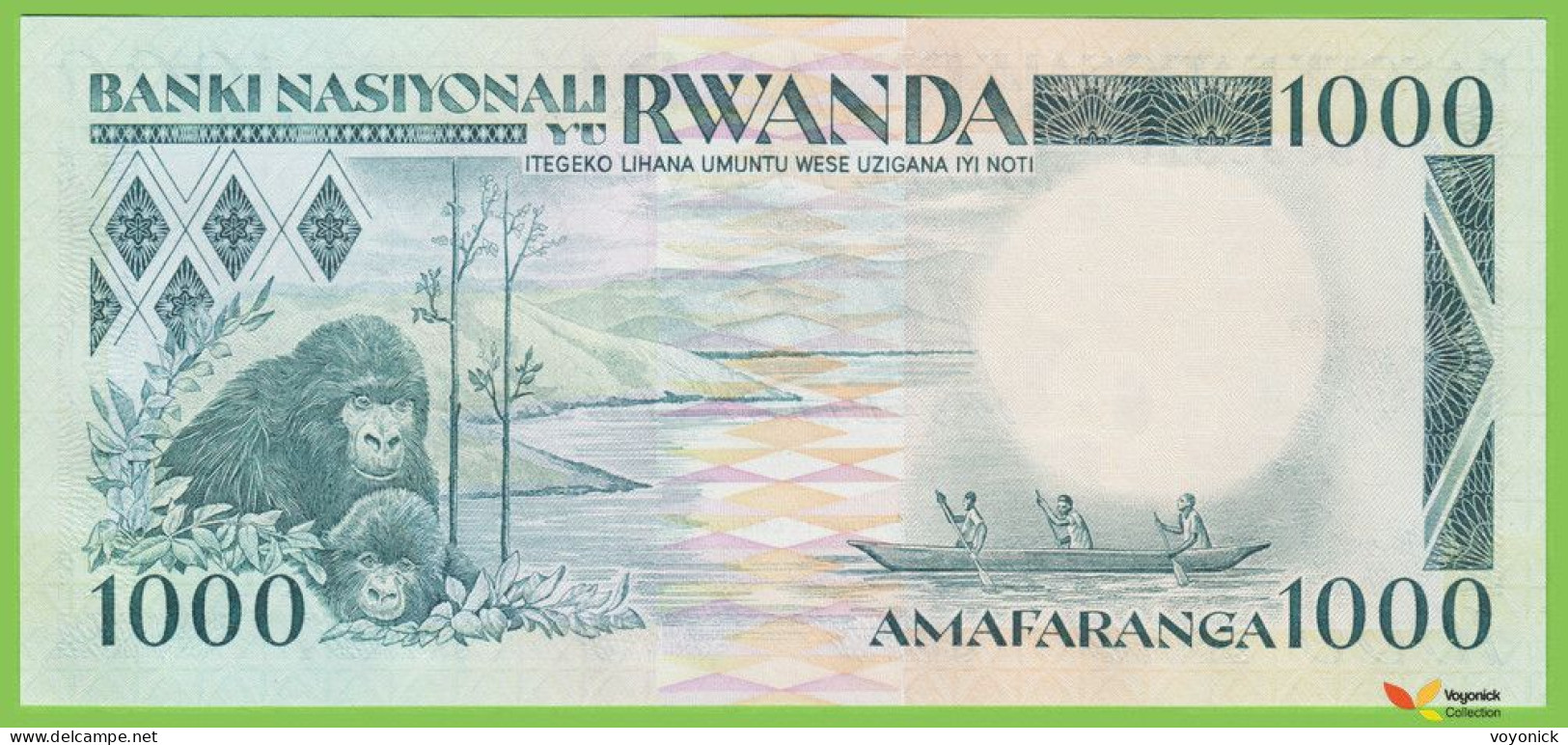 Voyo RWANDA 1000 Francs 1988 P21a B120a D UNC - Rwanda