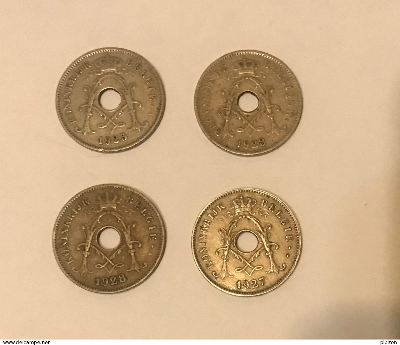 4 Pièces Belgique 10c 1925, 27 Et 28 - 10 Cent