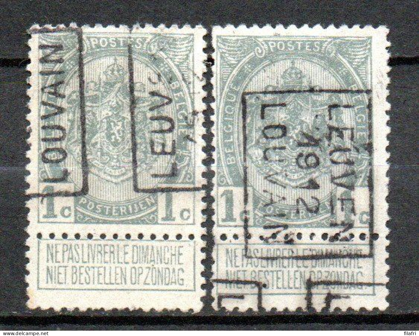 1909 Voorafstempeling Op Nr 81A - LEUVEN 1912 LOUVAIN - Positie A & B - Roller Precancels 1910-19