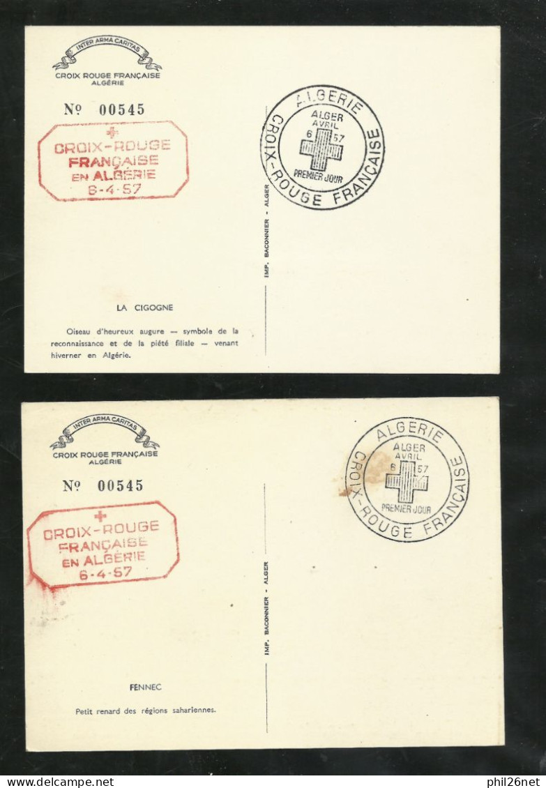 Algérie FDC  Cartes Maximum  Premier Jour Croix Rouge  Alger Le 06/04/1957  N°343 Et 344   B/ TB Voir Scans Soldé ! ! ! - Cartoline Maximum