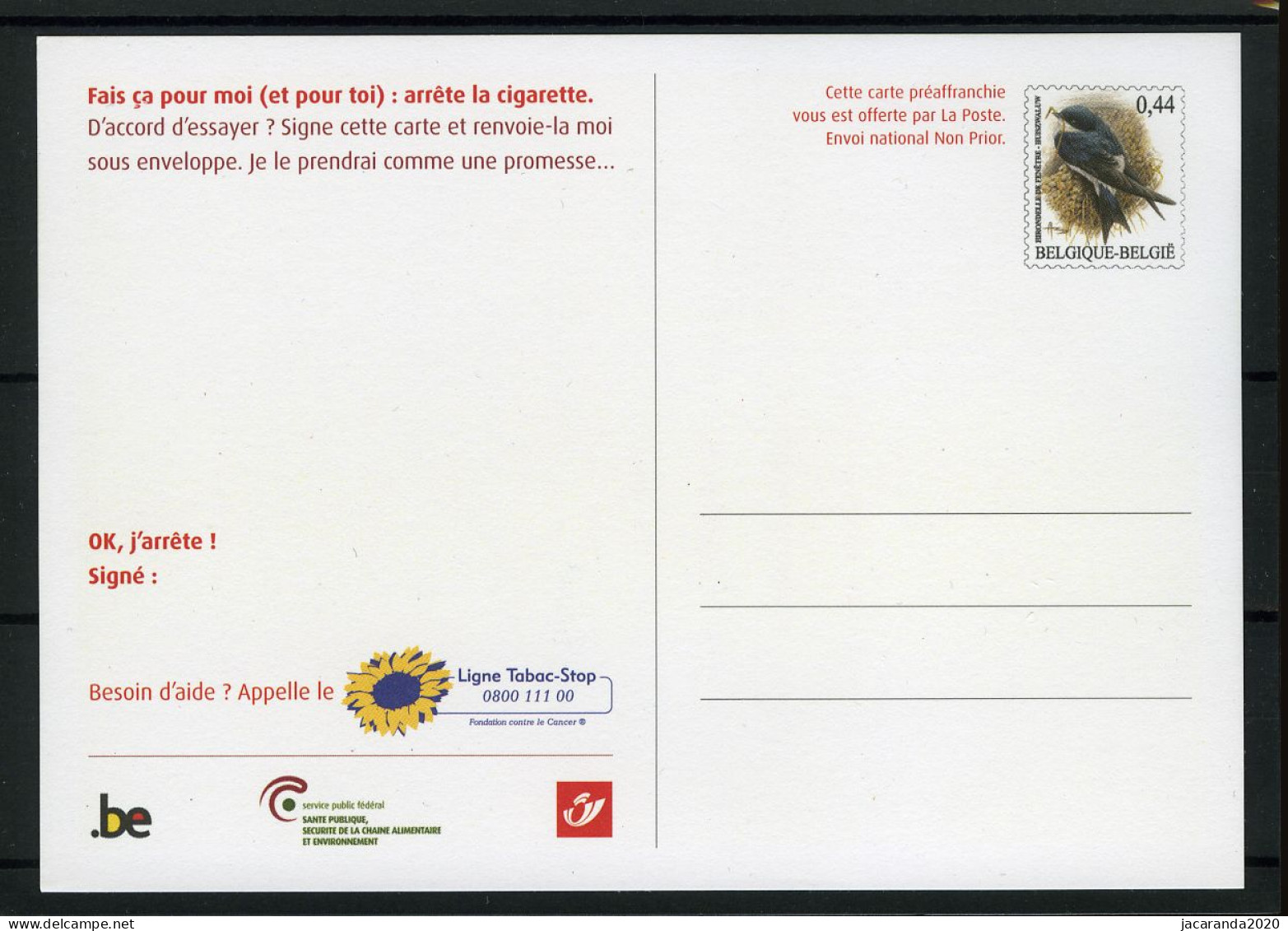 3479 BK - Briefkaart - "arrête La Cigarette" - Vogels - Buzin - Kluut - Avocette - FR - Cartes Postales Illustrées (1971-2014) [BK]