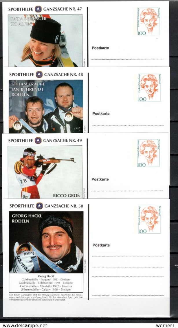 Germany 1998 Olympic Winter Games 8 Commemorative Postcards No. 43-50 With Olympic Medal Winners - Winter 1998: Nagano
