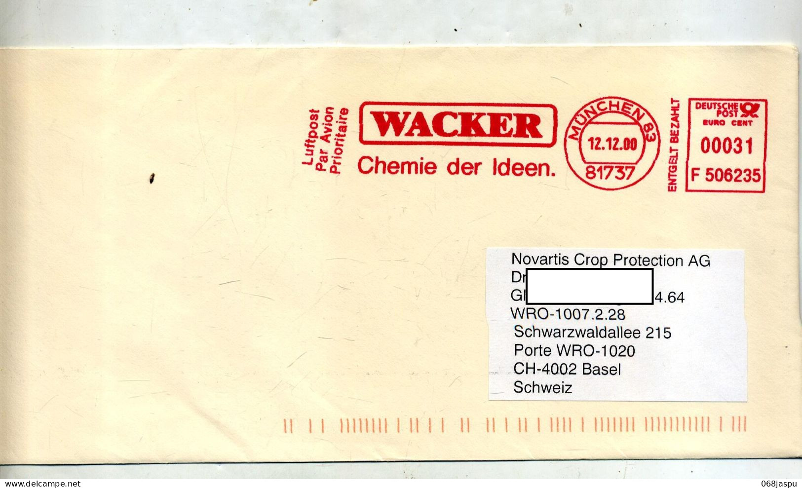 Lettre Flamme Ema Munich Chimie Wacker - Máquinas Franqueo (EMA)