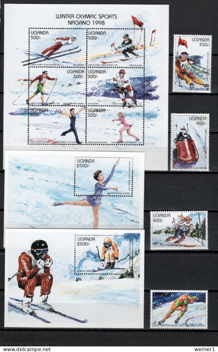 Uganda 1997 Olympic Games Nagano Set Of 4 + Sheetlet + 2 S/s MNH - Winter 1998: Nagano