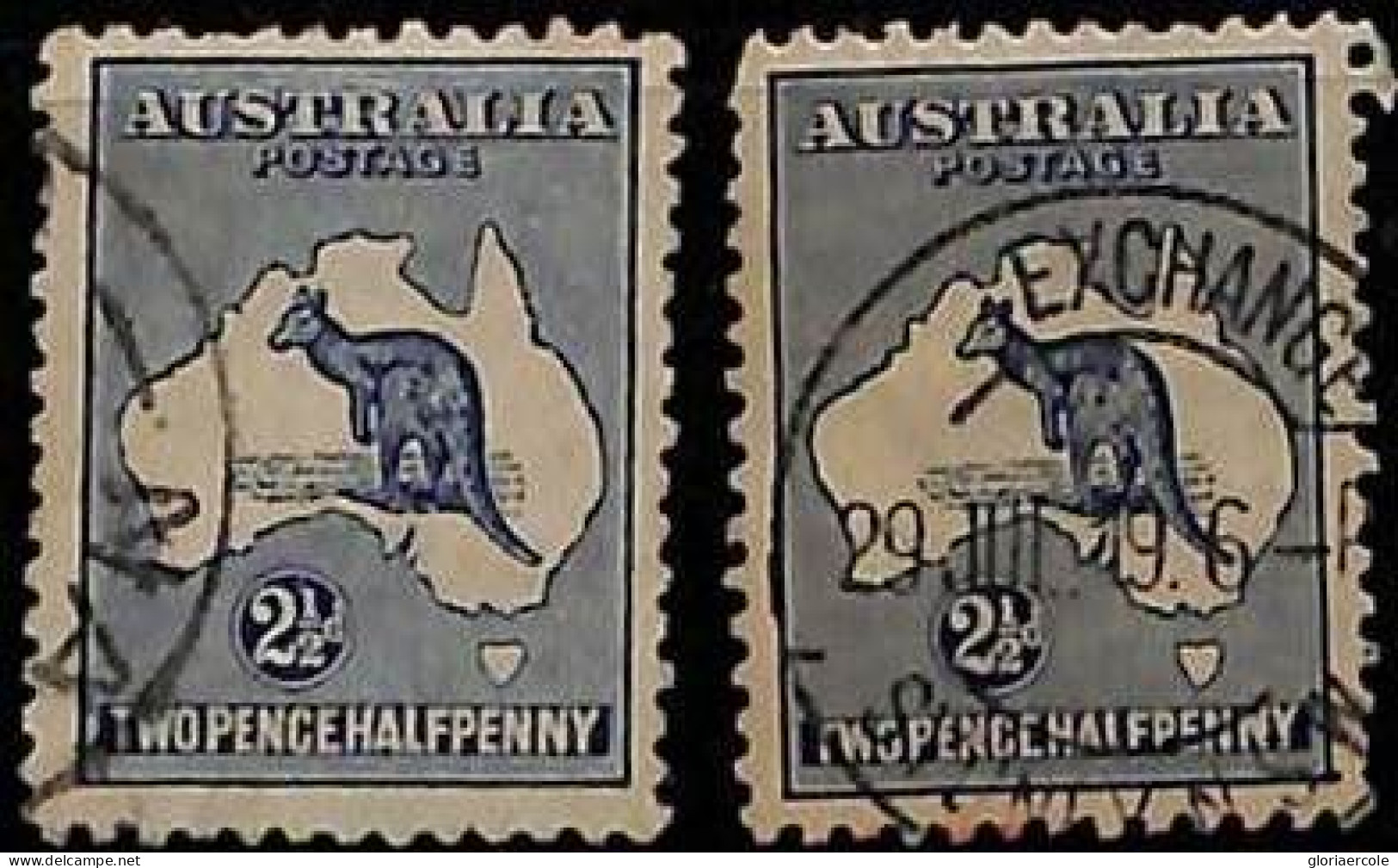 ZA0030g -  AUSTRALIA    - STAMP - SG# 36 + 36b  Used - KANGAROOS - Used Stamps