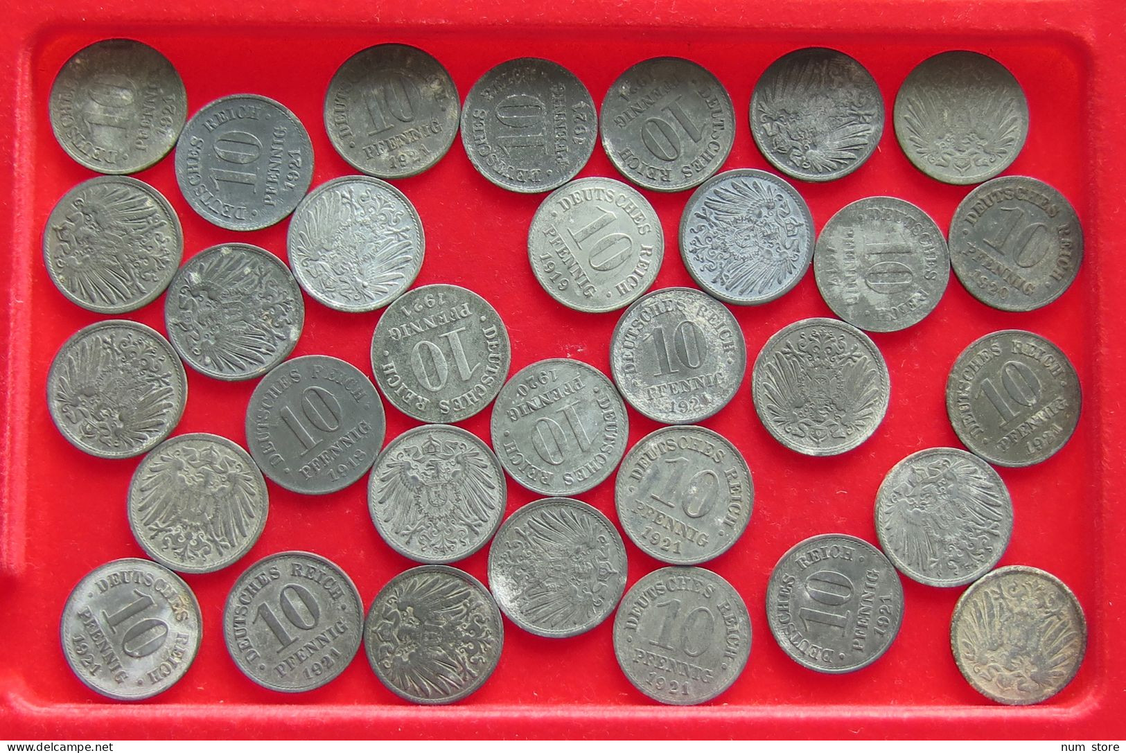 COLLECTION LOT GERMANY WEIMAR 10 PFENNIG ZINC 32PC 100G #xx40 1343 - Collections