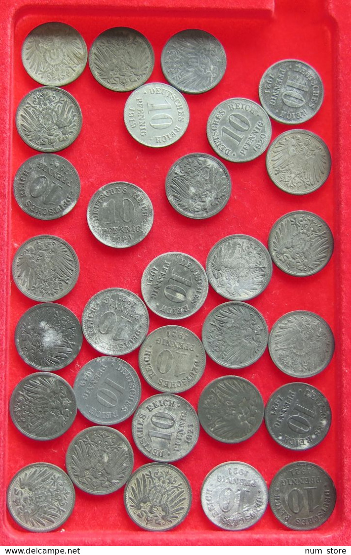 COLLECTION LOT GERMANY EMPIRE 10 PFENNIG 30PC 96G #xx40 1312 - Collections