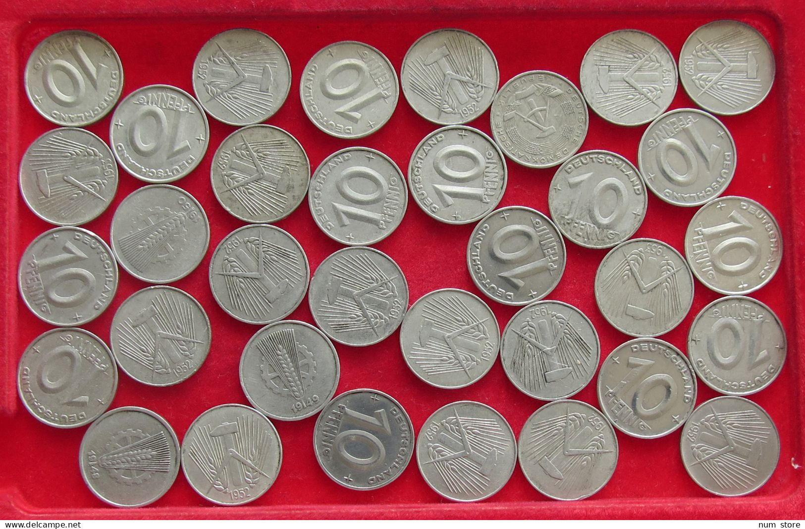 COLLECTION LOT GERMANY DDR 10 PFENNIG 34PC 51G #xx40 1704 - Collections