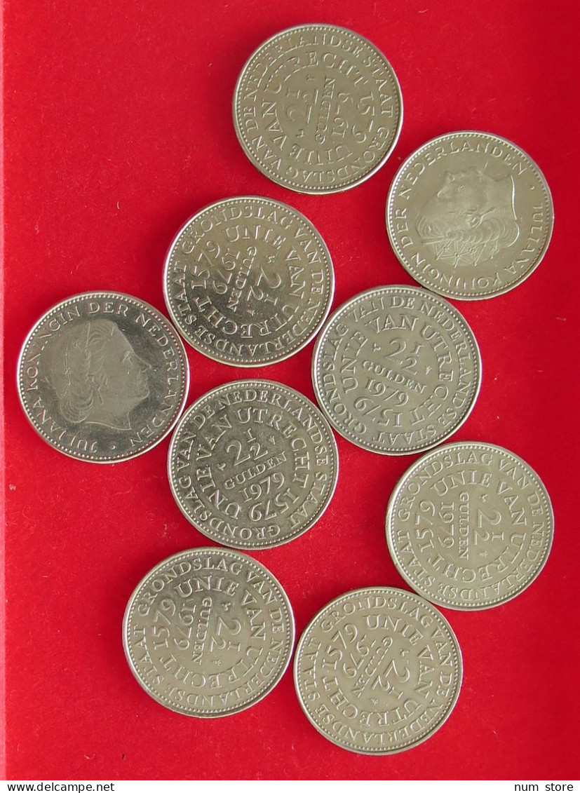 COLLECTION LOT NETHERLANDS 2 1/2 GULDEN 9PC 91G #xx40 1515 - Collections