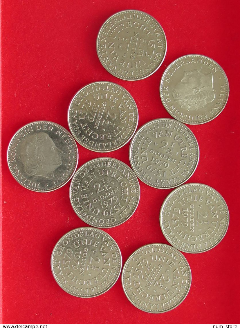 COLLECTION LOT NETHERLANDS 2 1/2 GULDEN 9PC 91G #xx40 1515 - Sammlungen