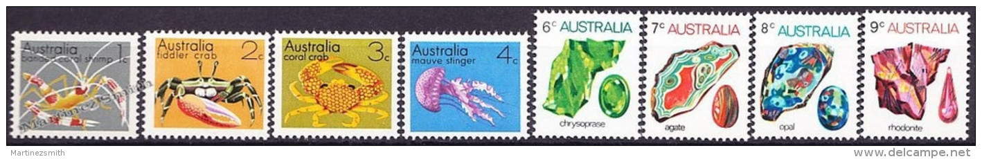 Australia 1973 Yvert 499-506, Definitive Set, Sea Fauna &amp; Minerals - MNH - Mint Stamps
