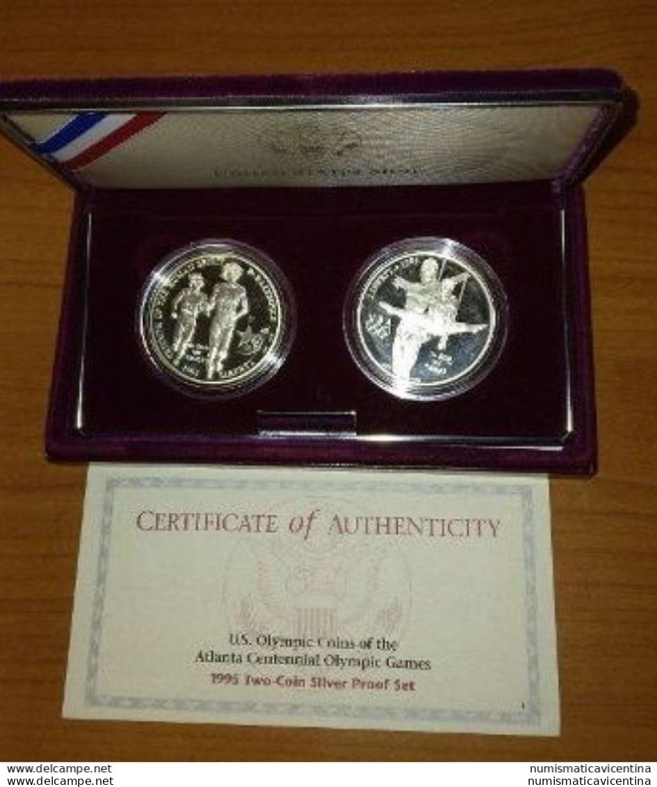 Amèrique Atlanta 1995 Olympic Games America USA PROOF Set X 2 Silver Dollars $ Mint Philadelfia Dollars - Commemoratives