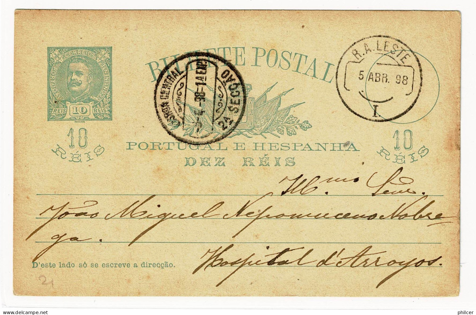 Portugal, 1898, # BP 23, Para Hospital De Arroyos - Covers & Documents